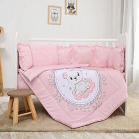 Σετ προίκας κούνιας Lorelli Little Bear Pink 5 τεμαχίων
