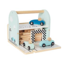 Ξύλινο σετ αγώνων αυτοκινήτων Jabadabado με αυτοκίνητα και πίστα