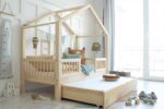 Κρεβάτι Παιδικό Montessori  House Bed Duo Plus με κάγκελα 23cm  & Συρτάρι  σε Φυσικό  Ξύλο  90×200cm  Luletto (Δώρο 10% έκπτωση στο Στρώμα) - Image 2
