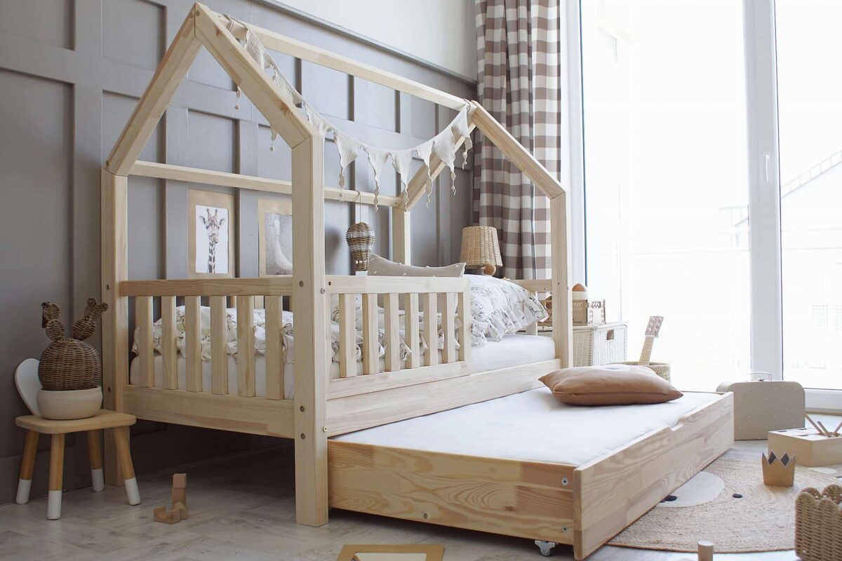 Κρεβάτι Παιδικό Montessori Bianco Plus με κάγκελα 30cm & Συρτάρι  Natural  100×200cm  Luletto (Δώρο 10% έκπτωση στο Στρώμα) - Image 2