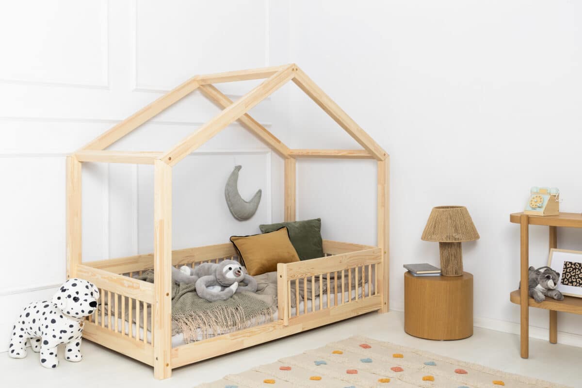 Kρεβάτι Παιδικό Montessori Mila RMW  με κάγκελα  σε Φυσικό  Ξύλο  80×180cm  Adeko  (Δώρο 10% έκπτωση στο Στρώμα) - Image 5