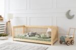 Kρεβάτι Παιδικό Montessori  Mila CWW  με κάγκελα  σε Φυσικό  Ξύλο  90×200cm  Adeko