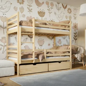 Κουκέτα Nemo: Κουκέτα από μασίφ ξύλο με συρτάρια, 90x200cm.