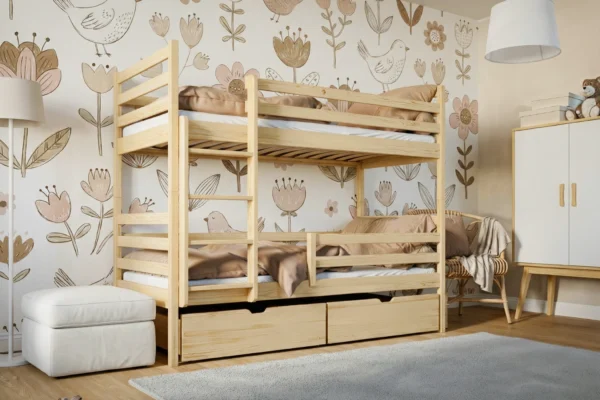 Κουκέτα Nemo: Κουκέτα από μασίφ ξύλο με συρτάρια, 90x200cm.