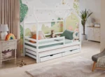 Κρεβάτι Σπιτάκι Disney από μασίφ ξύλο λευκό 90x200cm με συρόμενο.
