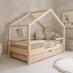 Κρεβάτι Παιδικό Montessori HouseBed Bello Duo Plus με Αφαιρούμενα Κάγκελα 23cm  & Συρτάρι σε Φυσικό  Ξύλο  90×200cm  Luletto (Δώρο 10% έκπτωση στο Στρώμα) - Image 2