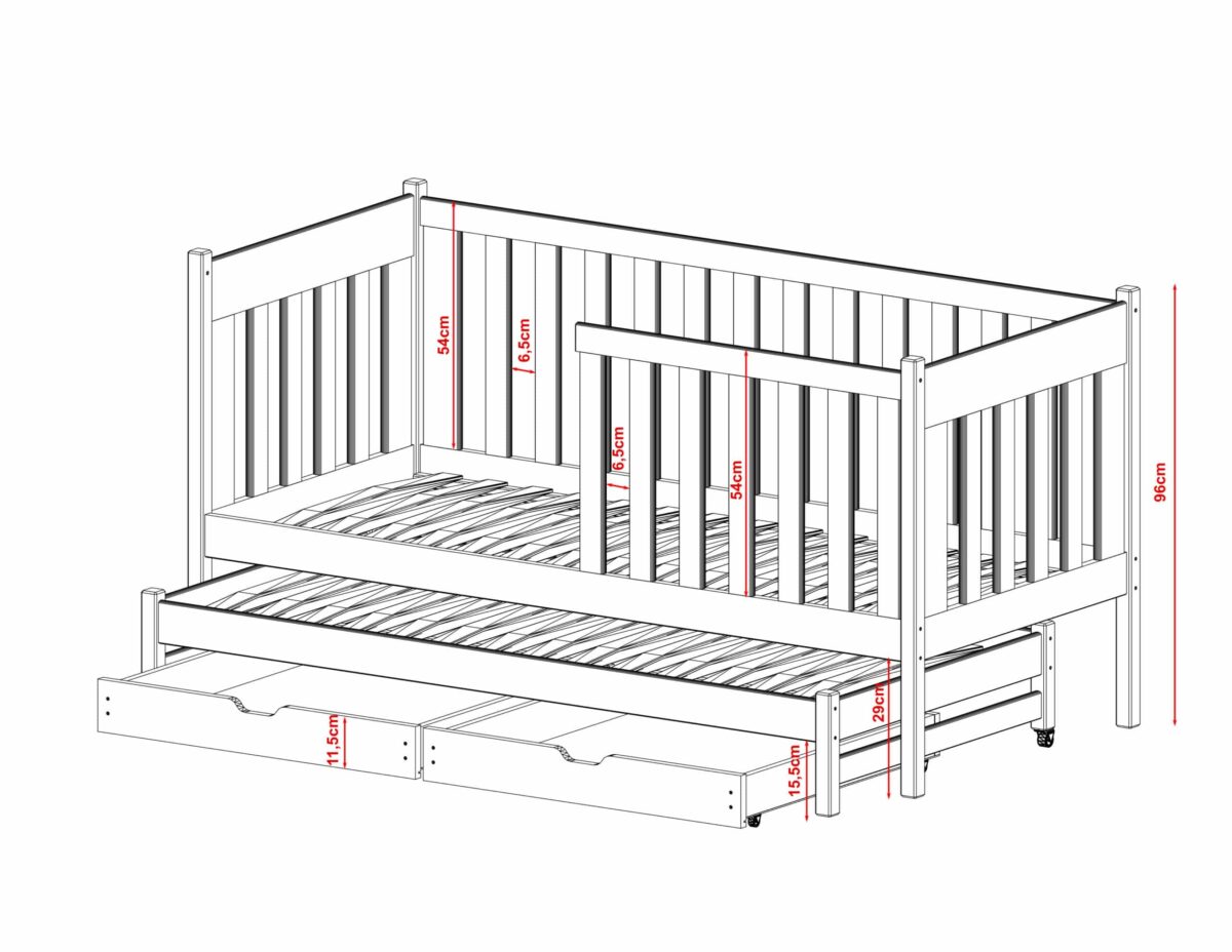 Καναπές Kaja με Συρόμενο & Κάγκελα 54cm από μασίφ ξύλο Graphite  90×200cm (Δώρο 10% Έκπτωση στα Στρώματα) - Image 9