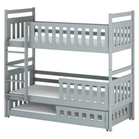 Κουκέτα Oliwia με Συρόμενο  από μασίφ ξύλο  Grey  90×200cm (Δώρο 10% Έκπτωση στα Στρώματα)