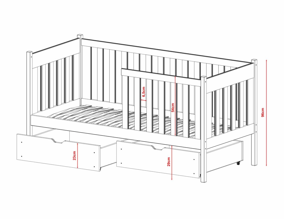 Κρεβάτι Καναπές Alicia λευκό μασίφ ξύλο 80×180cm με συρτάρια