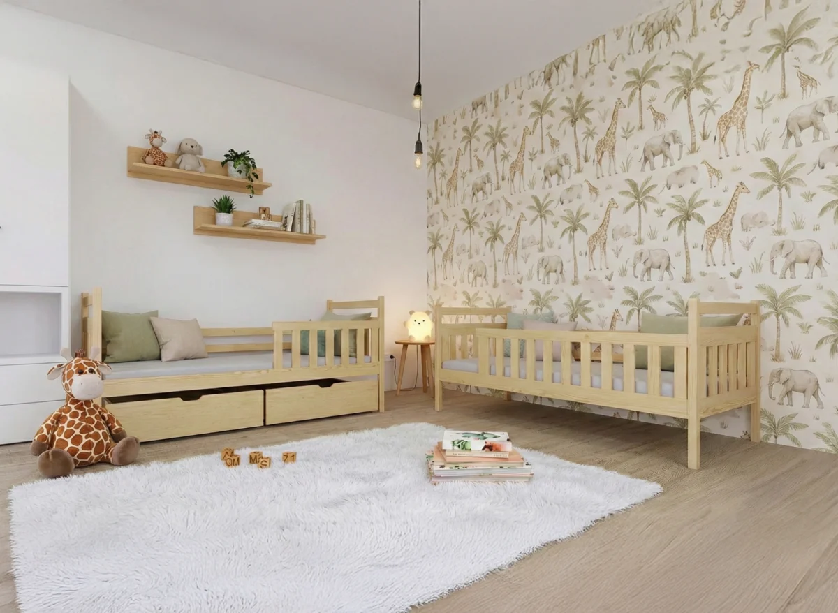 προϊόν Κουκέτα Monika από μασίφ ξύλο Natural 90x200cm για δύο παιδιά.