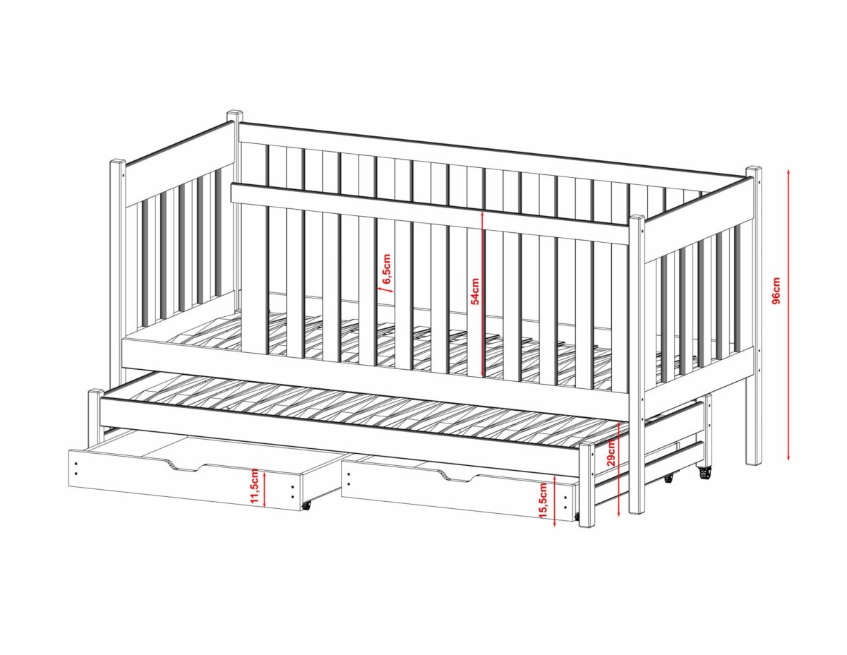 Καναπές Kaja με Συρόμενο & Κάγκελα 54cm από μασίφ ξύλο Graphite  90×200cm (Δώρο 10% Έκπτωση στα Στρώματα) - Image 10