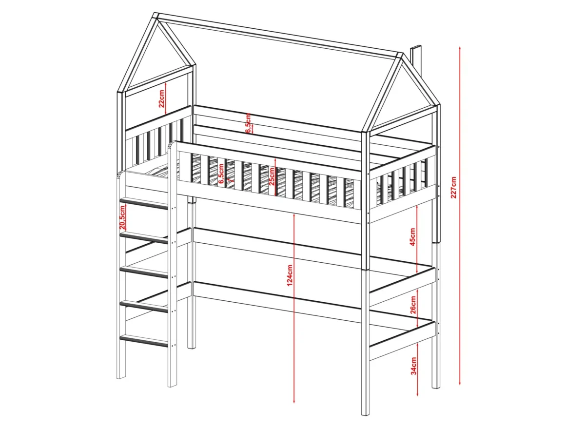 Υπερυψωμένο Σπιτάκι Otylia 2 σε 1 από μασίφ ξύλο Graphite 90×200cm (Δώρο 10% Έκπτωση στo Στρώμα) - Image 4
