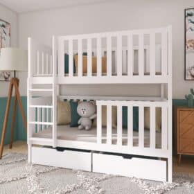 Κουκέτα Dawid με Συρτάρια & Κάγκελα 54cm από μασίφ ξύλο White 90×200cm  (Δώρο 10% Έκπτωση στα Στρώματα)