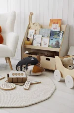 Βιβλιοθήκη Montessori BabyWood με 2 κουτιά αποθήκευσης