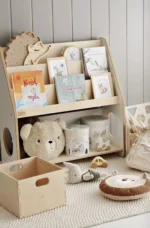 Βιβλιοθήκη Montessori BabyWood με 2 ξύλινα κουτιά αποθήκευσης