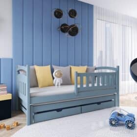 Kρεβάτι Καναπές Galaxy με Συρόμενο & 2 Συρτάρια από μασίφ ξύλο Grey  90×200cm (Δώρο 10% Έκπτωση στα Στρώματα)