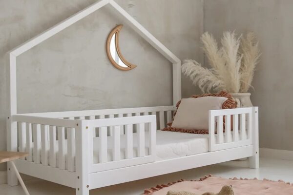 Παιδικό κρεβάτι Bali Duo Montessori, λευκό, 100x200cm, με κάγκελα