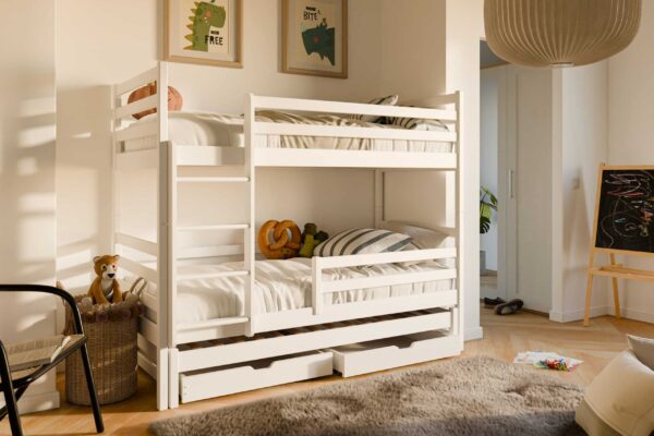Κουκέτα Luk με Συρόμενο  από μασίφ ξύλο White  90×190cm (Δώρο 10% Έκπτωση στα Στρώματα)