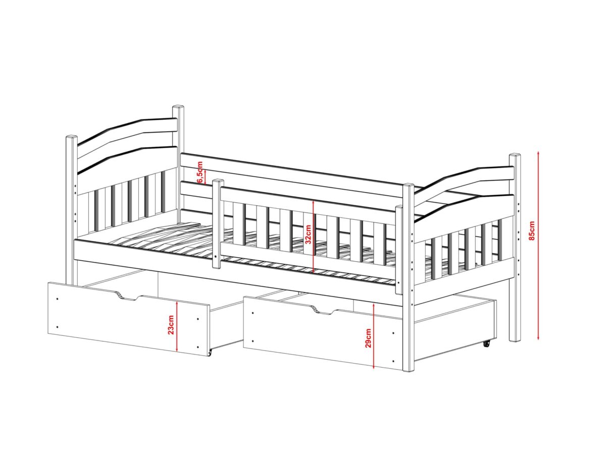 Κρεβάτι καναπές Terry λευκό μασίφ ξύλο με συρτάρια 90x200cm
