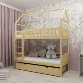 Κουκέτα Σπιτάκι Gaja με 2 Συρτάρια Αποθήκευσης από μασίφ ξύλο Natural  90×200cm (Δώρο 10% Έκπτωση στα Στρώματα)