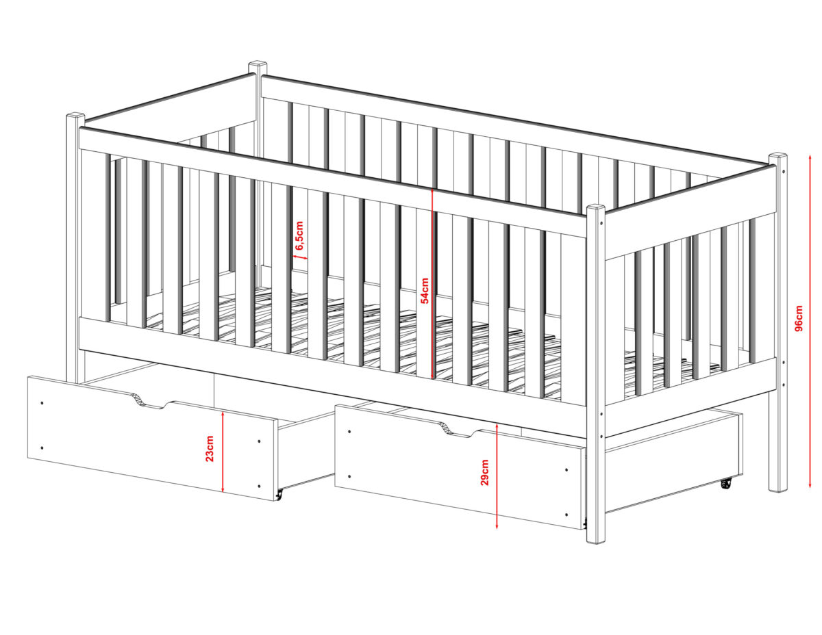 Λευκό ξύλινο παιδικό κρεβάτι-καναπές Alicia με συρτάρια, 80x180εκ.