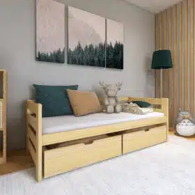 Καναπές κρεβάτι Ergo μασίφ ξύλο με συρτάρια, 90x190cm
