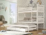 Λευκή ξύλινη κουκέτα Seweryn με συρόμενο 90x200cm