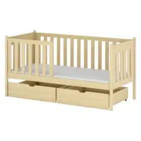 Κρεβάτι καναπές Alicia ξύλινο Natural 80x180cm με συρτάρια