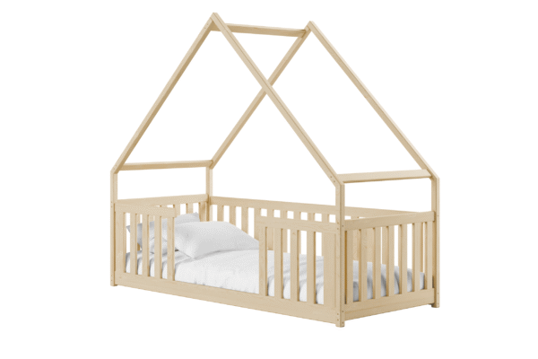 Κρεβάτι σπιτάκι Montessori Bee, μασίφ ξύλο, 90x200cm, Natural