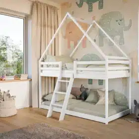 Χαμηλή κουκέτα Montessori Sweet λευκή από μασίφ ξύλο 90x200cm