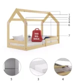 Παιδικό κρεβάτι Montessori Domek 1 Natural 80x160cm