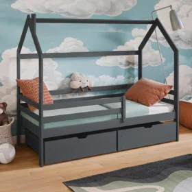 Κρεβάτι Σπιτάκι Lila με Σκεπή & Καμινάδα από μασίφ ξύλο