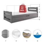 Κρεβάτι Μπαούλο Ernie Graphite με Στρώμα  90×200cm - Image 4