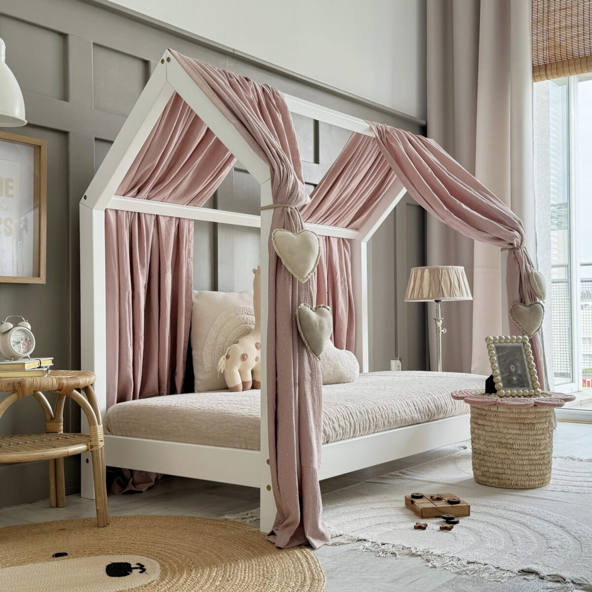 Κουρτίνα οροφής Luletto Bianco Bed, ροζ, για παιδικό κρεβάτι