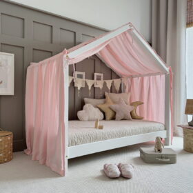 Κουρτίνα οροφής House Bed Light Pink Luletto για παιδικό δωμάτιο