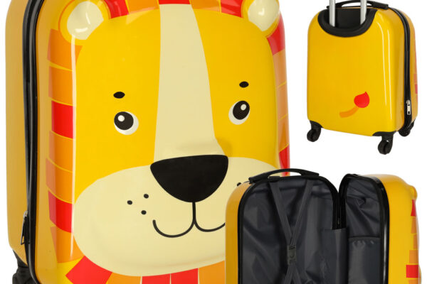 Παιδική βαλίτσα ταξιδίου με σχέδιο λιονταριού, κίτρινη