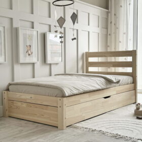 Κρεβάτι Simple με συρτάρι, φυσικό ξύλο, 120x200cm Luletto