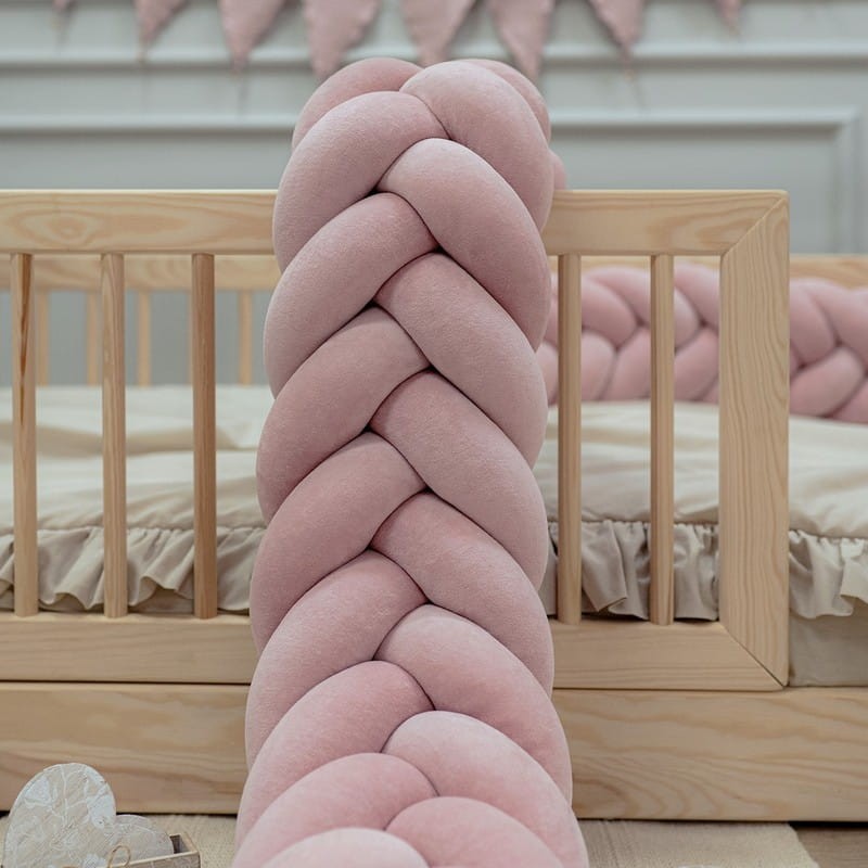 40 Πάντα πλεξούδα Τριπλή Velvet Powder Pink 400x20cm Luletto - Image 1