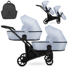 Δίδυμο καρότσι Kunert BRAV Duo 2 σε 1, γκρι, με μωβ πορτ-μπεμπέ