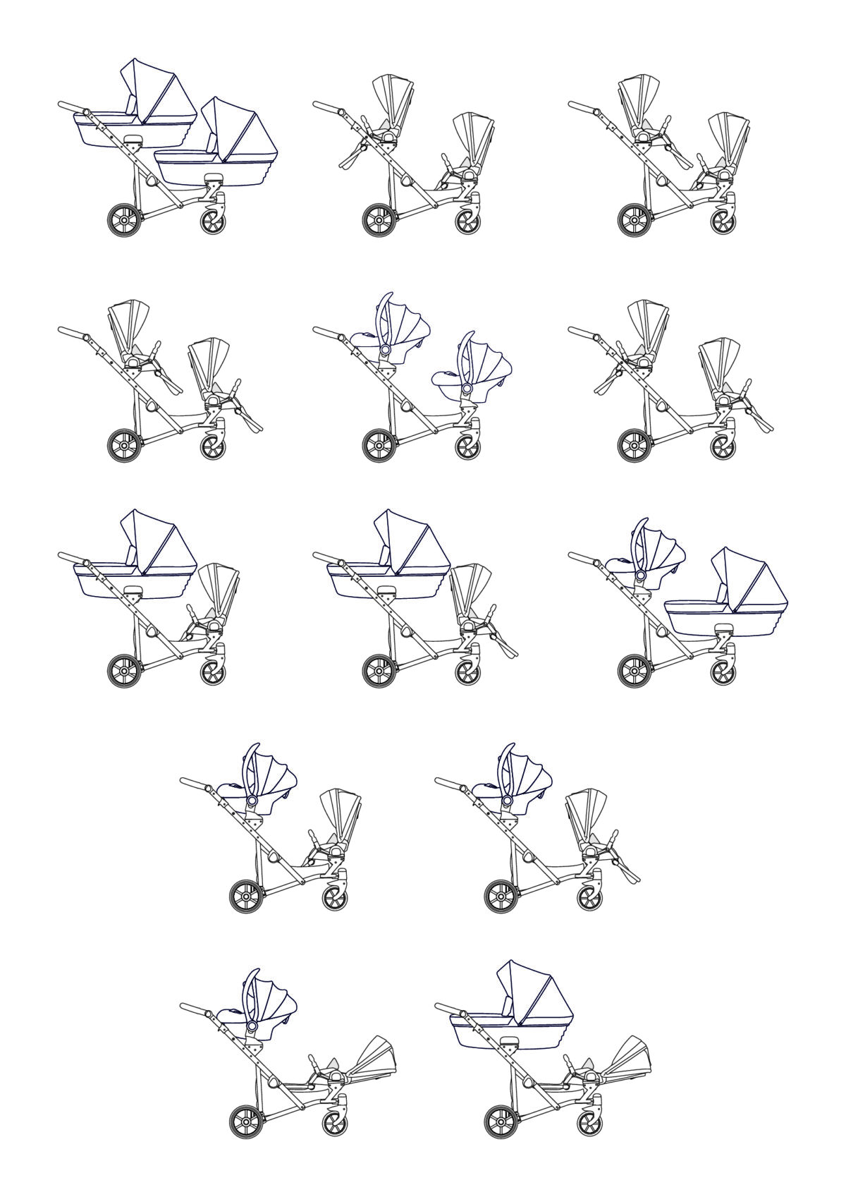 Πολυκαρότσι διδύμων BRAV Duo 3 in 1 Grafit Kunert