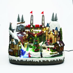 Χριστουγεννιάτικο χωριό LED με μουσική, κίνηση X0353