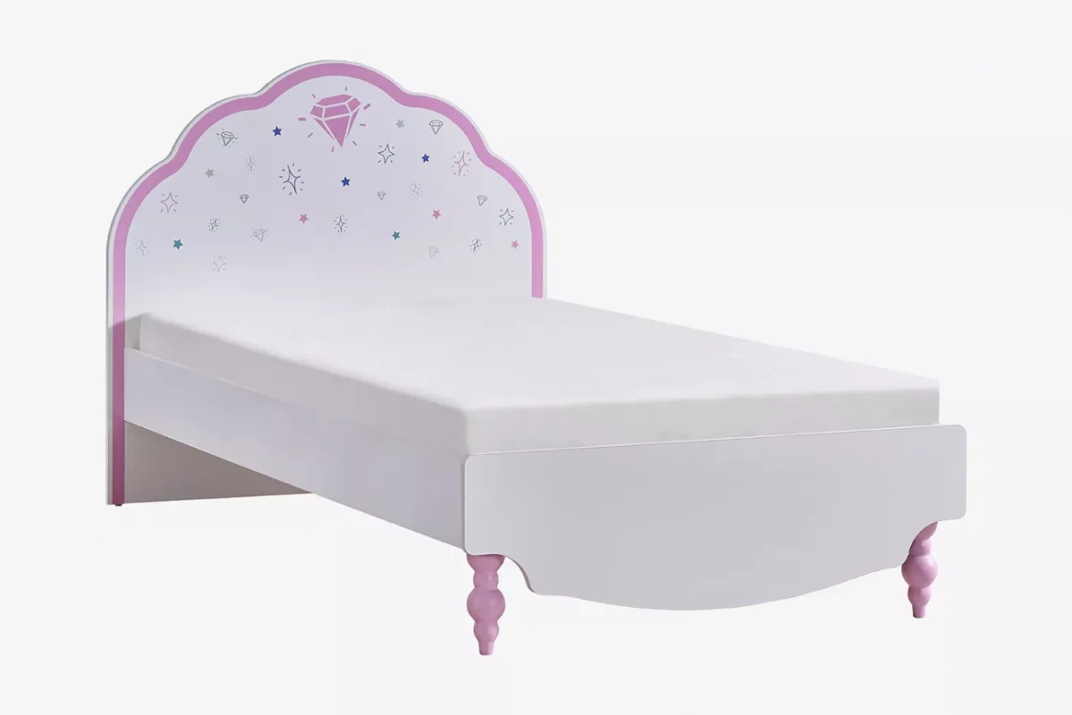 Κρεβάτι Little Princess Kupa μονό με σχέδια αστεράκια και διαμάντι.