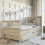 Κρεβάτι Boho Grid Plus Luletto με συρτάρι, natural, 100x200cm.