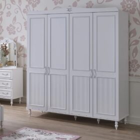 Ντουλάπα 4φυλλη Juliette White Kupa: Ευρύχωρη και κομψή ντουλάπα για το υπνοδωμάτιο.