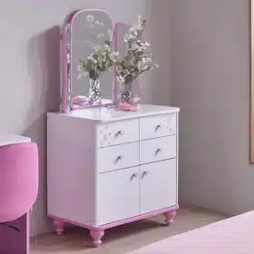 Παιδική συρταριέρα Little Princess 21904 Kupa, λευκή με ροζ λεπτομέρειες