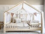 Λευκή κουρτίνα οροφής House Bed White Voile Luletto για παιδικό κρεβάτι.