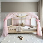 Κουρτίνα Οροφής Bianco Bed Pink Voile Luletto, ροζ τούλινη κουρτίνα
