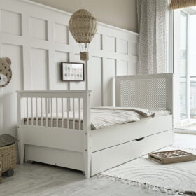 Κρεβάτι  Boho Grid Plus με  Συρτάρι  White  100×200cm  Luletto (Δώρο 10% έκπτωση στα Στρώματα)