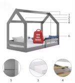 Κρεβάτι Παιδικό Montessori  Domek 1  Grey  με Στρώμα 80×160cm - Image 2