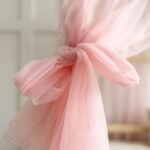 Ροζ κουρτίνα οροφής Bianco Bed Voile Luletto με φιόγκο